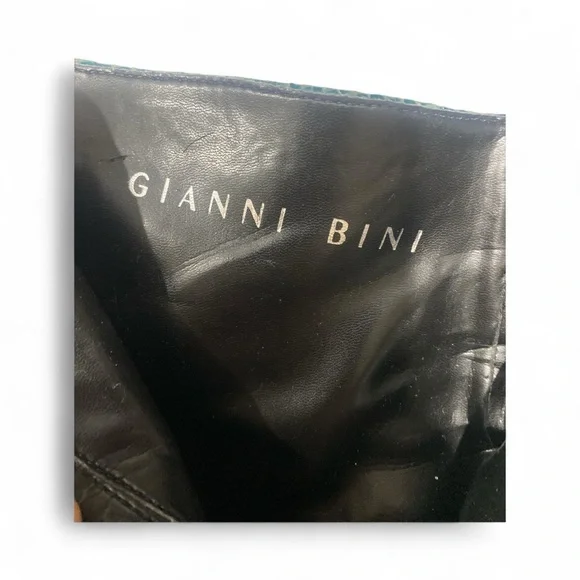 Authentic Gianni Bini Real Snakeskin Dark Aqua Pointed Toe Kitten Heel Boots9” - Picture 7 of 13